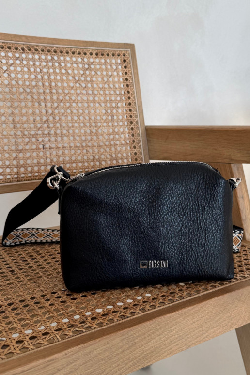 Schwarze kleine Handtasche mit verzierten Griffen Big Star OO574091