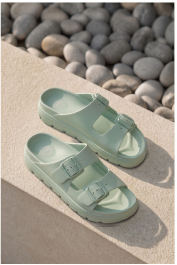 Damen-Slipper mit Schaumplattform in Minze Melorea