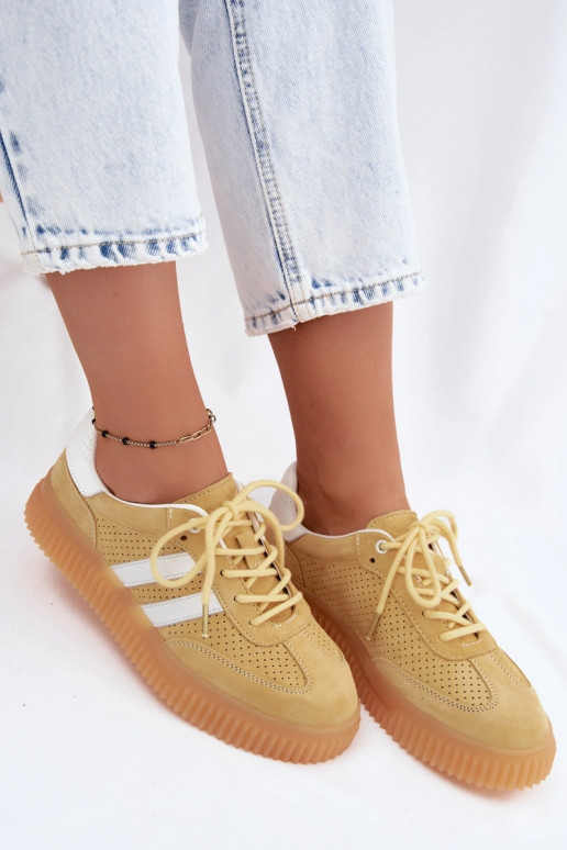 Gelbe Veloursleder Plattform-Sneaker Artelle