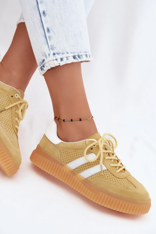 Gelbe Veloursleder Plattform-Sneaker Artelle