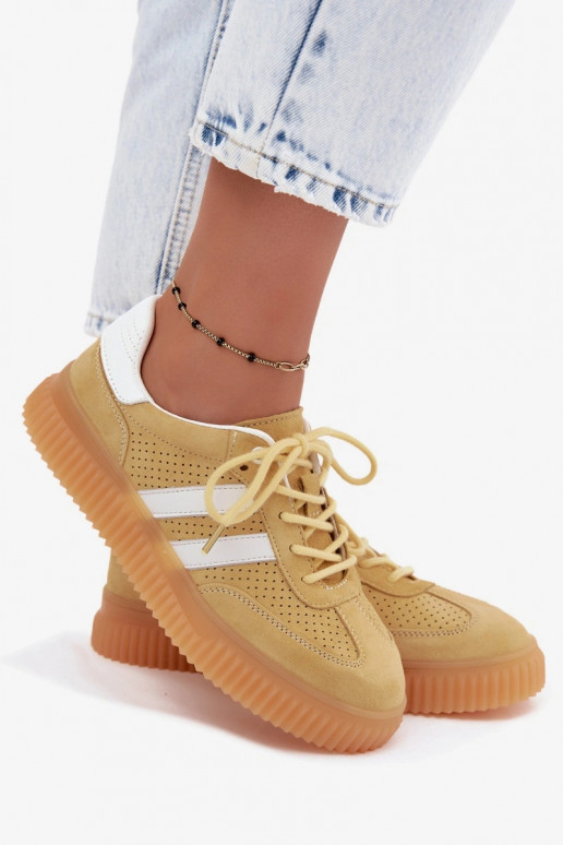 Gelbe Veloursleder Plattform-Sneaker Artelle