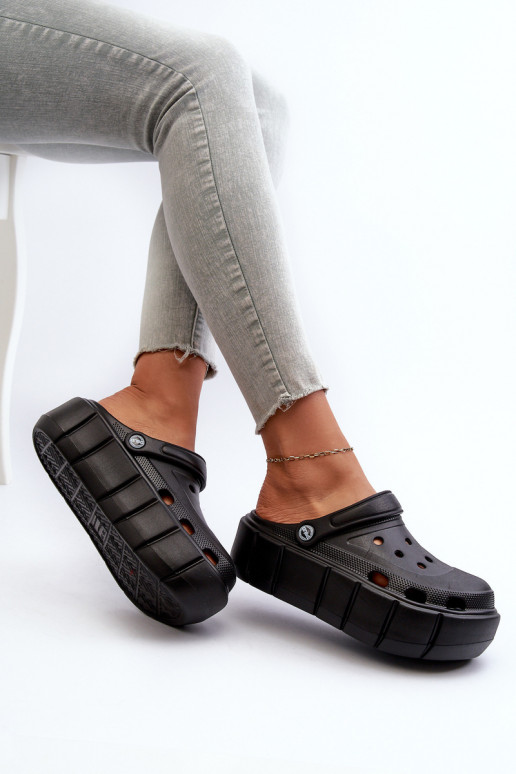 Leichte Damen-Plattformslipper in schwarz Itubia