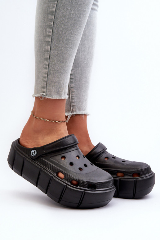 Leichte Damen-Plattformslipper in schwarz Itubia