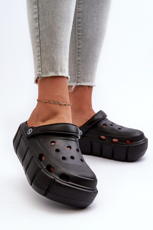 Leichte Damen-Plattformslipper in schwarz Itubia