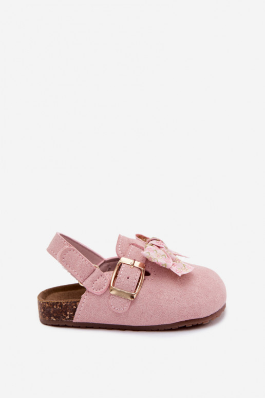Kinderclogs Sandalen mit Schleifen in rosa Farbe Rosella