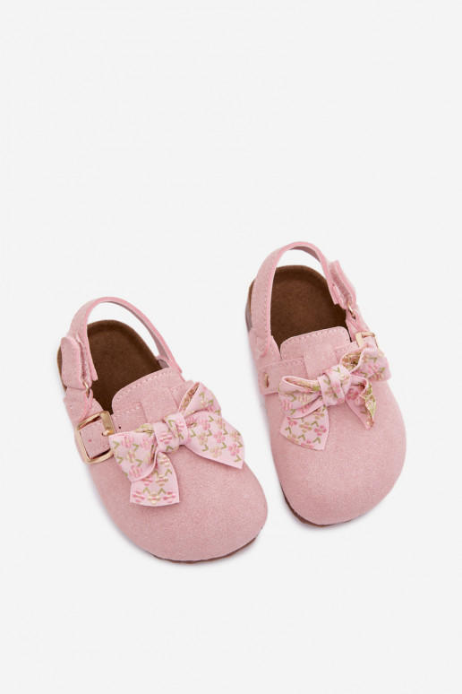 Kinderclogs Sandalen mit Schleifen in rosa Farbe Rosella