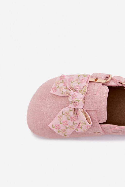 Kinderclogs Sandalen mit Schleifen in rosa Farbe Rosella