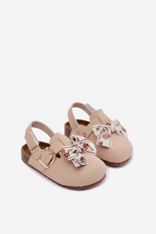 Kinderclogs Sandalen mit Schleifen in sandfarbener Farbe Rosella