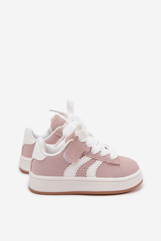 Kindersneaker mit Klettverschlüssen aus Kunstleder in rosa Farbe Zoya