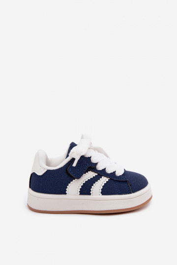 Kindersneaker mit Klettverschlüssen aus Kunstleder in dunkelblauer Farbe Zoya 2