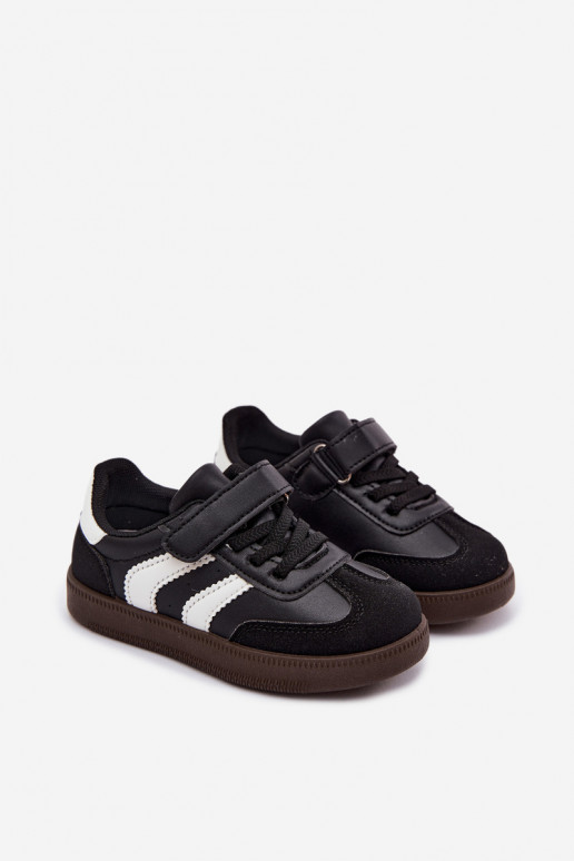 Kindersneaker mit Klettverschlüssen aus Kunstleder in schwarzer Farbe Ronja