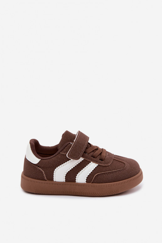 Kindersneaker mit Klettverschlüssen aus Kunstleder in brauner Farbe Ronja