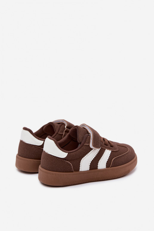 Kindersneaker mit Klettverschlüssen aus Kunstleder in brauner Farbe Ronja