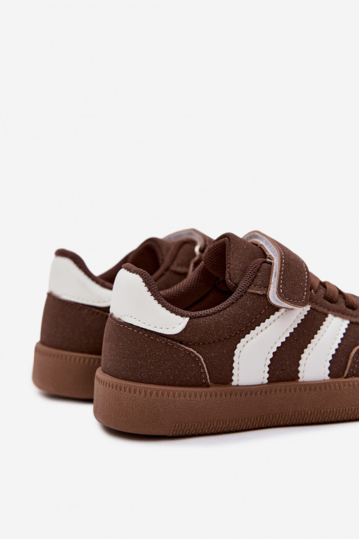 Kindersneaker mit Klettverschlüssen aus Kunstleder in brauner Farbe Ronja