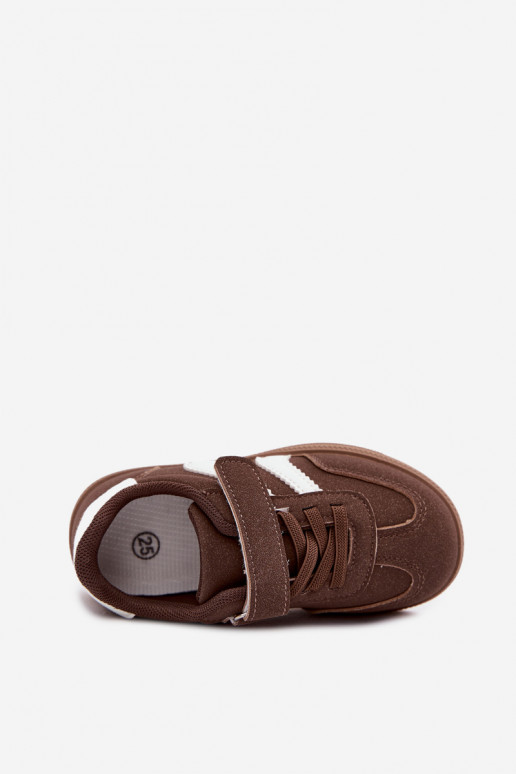 Kindersneaker mit Klettverschlüssen aus Kunstleder in brauner Farbe Ronja