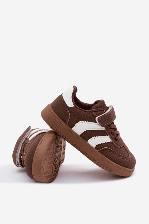 Kindersneaker mit Klettverschlüssen aus Kunstleder in brauner Farbe Ronja