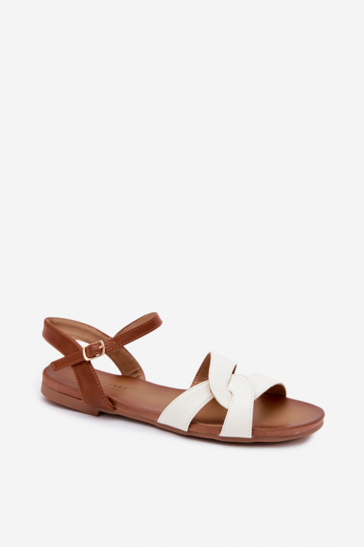 Flache Sandalen für Frauen S.Barski in Weiß-Braun