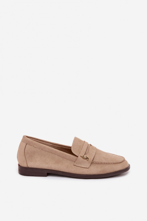 Beige Kunstveloursleder Damenmokassins Prestelle