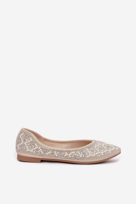 Damenballerinas mit Dekoration in Sandfarbe Lemonia