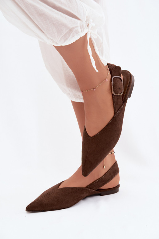 Damen Ballerinas mit Schnallen in Schokoladenfarbe Tanelia