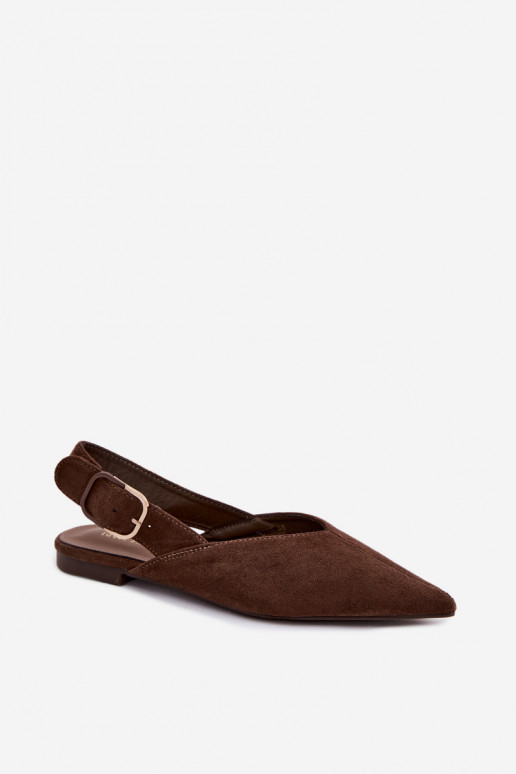 Damen Ballerinas mit Schnallen in Schokoladenfarbe Tanelia