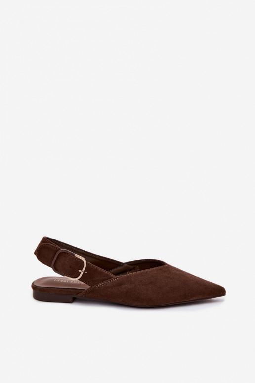 Damen Ballerinas mit Schnallen in Schokoladenfarbe Tanelia