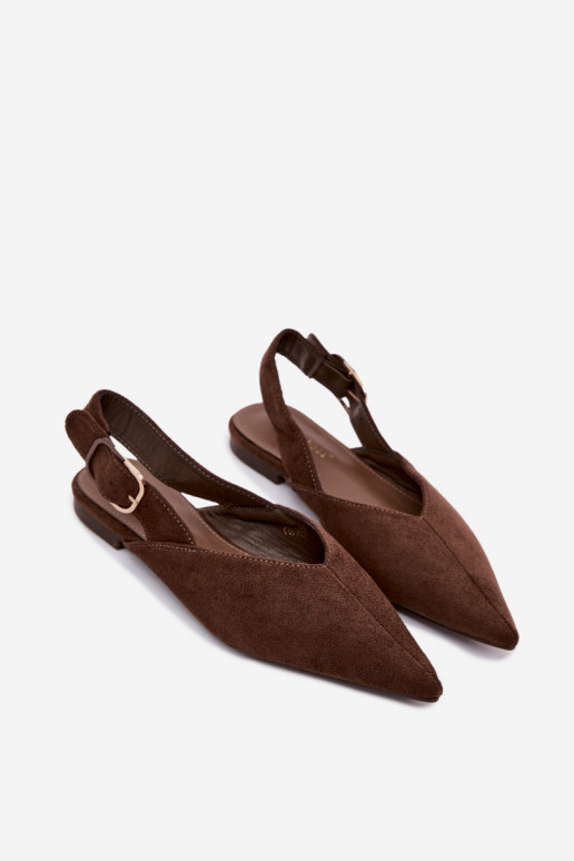 Damen Ballerinas mit Schnallen in Schokoladenfarbe Tanelia