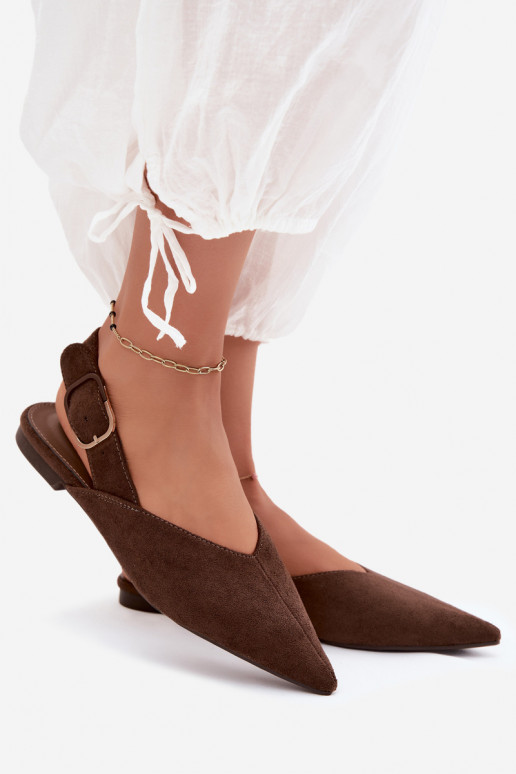 Damen Ballerinas mit Schnallen in Schokoladenfarbe Tanelia