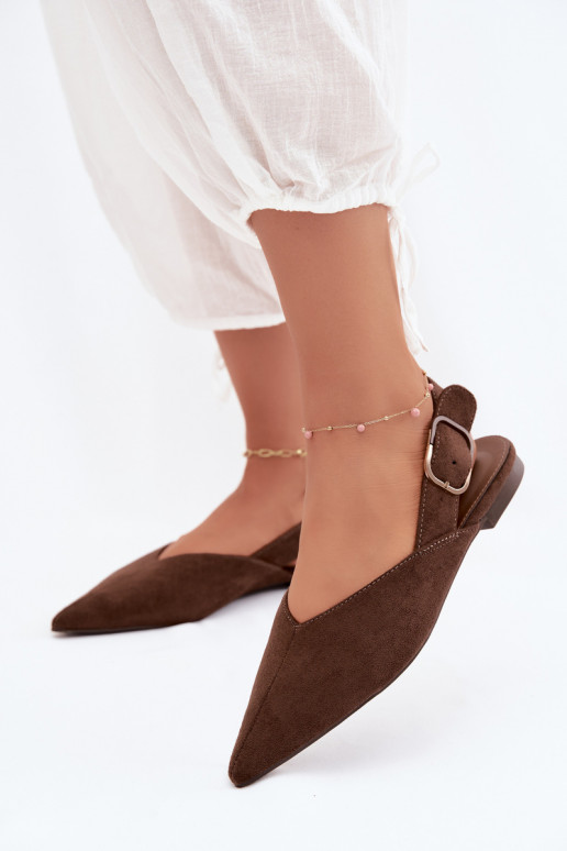 Damen Ballerinas mit Schnallen in Schokoladenfarbe Tanelia