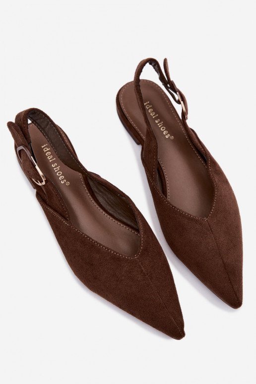 Damen Ballerinas mit Schnallen in Schokoladenfarbe Tanelia