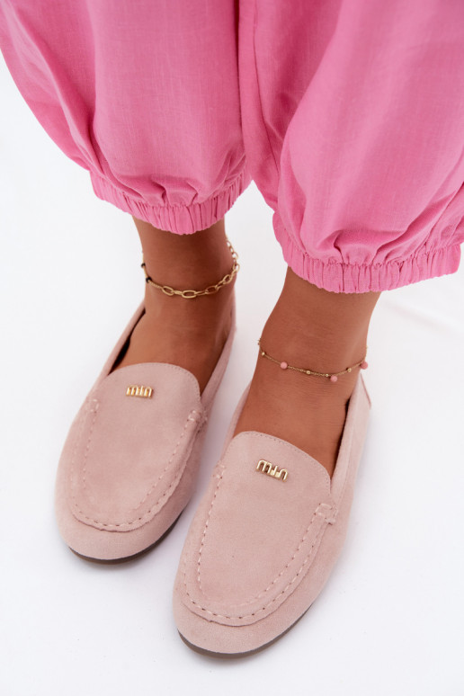Herrenmokassins mit goldenen Details in Rosa Sarivelle