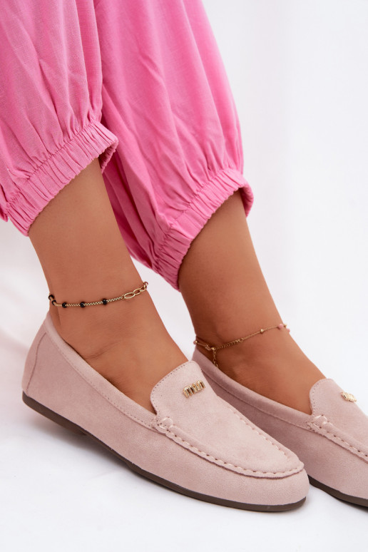 Herrenmokassins mit goldenen Details in Rosa Sarivelle