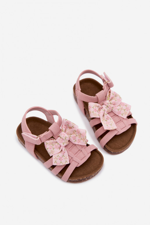 Kindersandalen mit Schleifen in Rosa Bessa