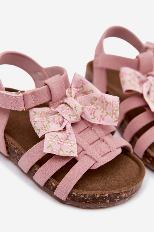 Kindersandalen mit Schleifen in Rosa Bessa