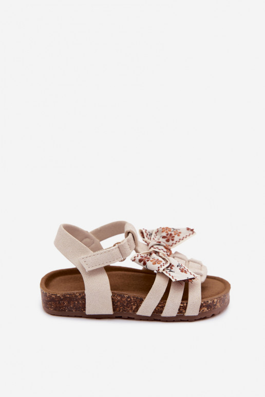 Kindersandalen mit Schleifen in Elfenbein Bessa