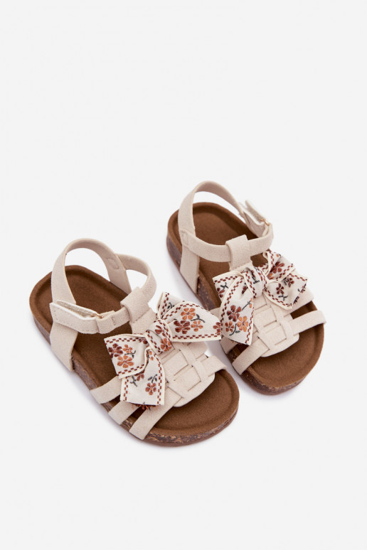 Kindersandalen mit Schleifen in Elfenbein Bessa