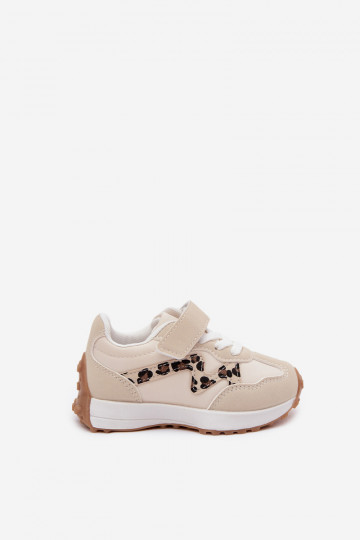 Kindersneaker mit Klettverschluss und Leopardenmuster in Sandfarbe Cosima 2