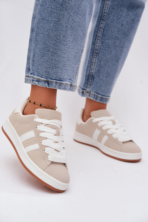 Damen-Sneaker mit Streifen in Sandfarbe Cascade