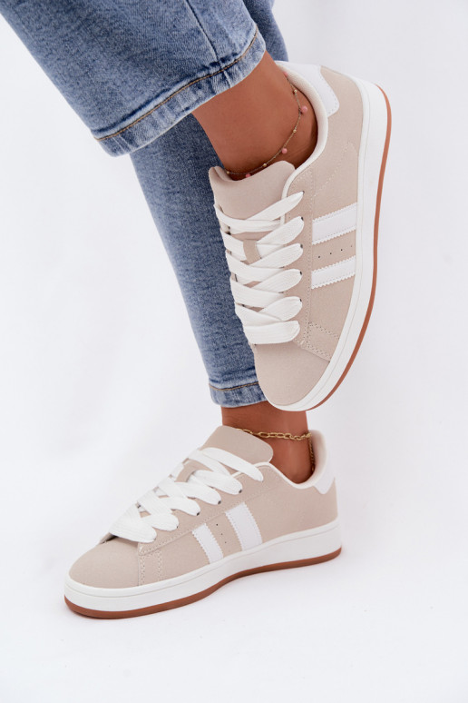 Damen-Sneaker mit Streifen in Sandfarbe Cascade