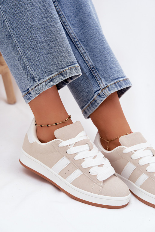 Damen-Sneaker mit Streifen in Sandfarbe Cascade