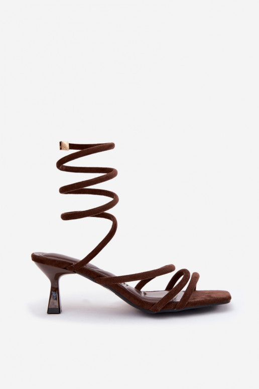 Damen Sandalen mit Absatz und Riemchen in Schokoladenfarbe Samara