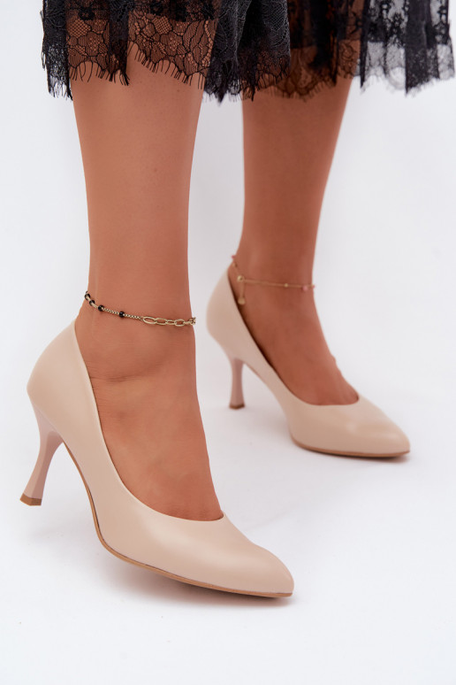Damen High Heels aus Kunstleder in Sandfarbe Zazoo 1070
