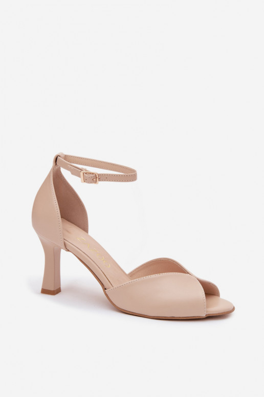 Damen Sandalen mit dünnen Absätzen in Sandfarbe Zazoo 1120