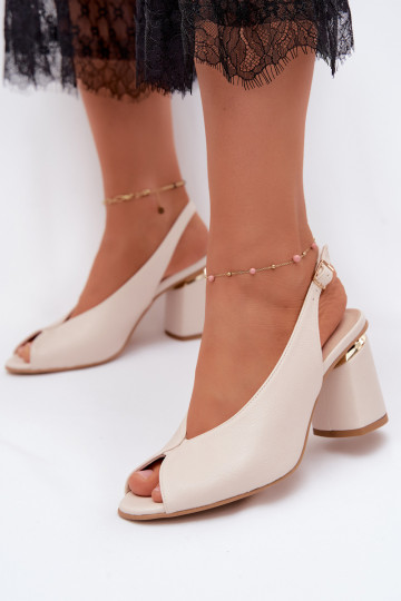 Elegante Damen-Sandalen mit Absatz Zazoo 1085 elfenbeinfarben