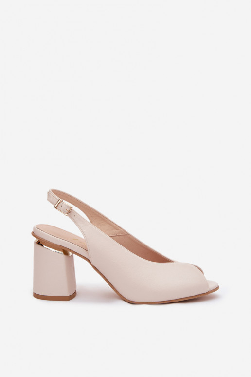 Elegante Damen-Sandalen mit Absatz Zazoo 1085 elfenbeinfarben