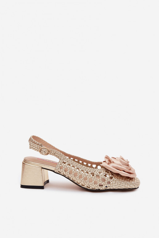 Gemusterte Damen-Sandalen mit Absatz und Ornamenten Artiker 58C0798 goldfarben