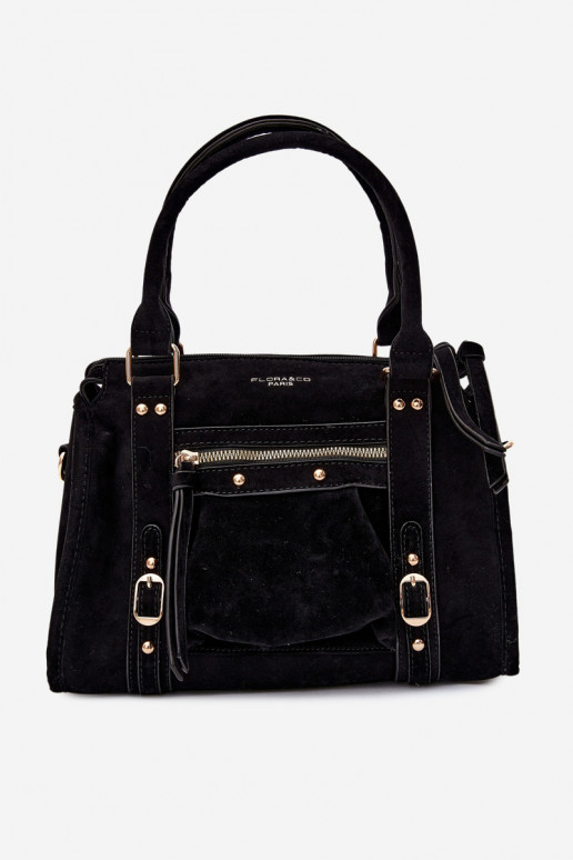 Tasche aus Kunstveloursleder schwarz Lendra