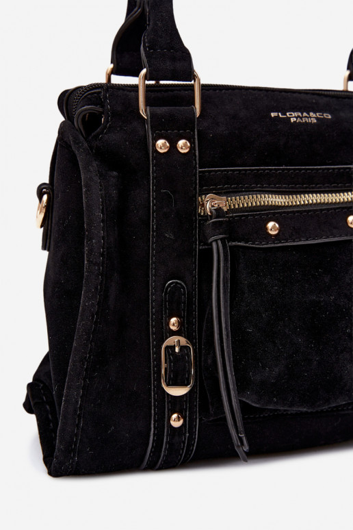 Tasche aus Kunstveloursleder schwarz Lendra