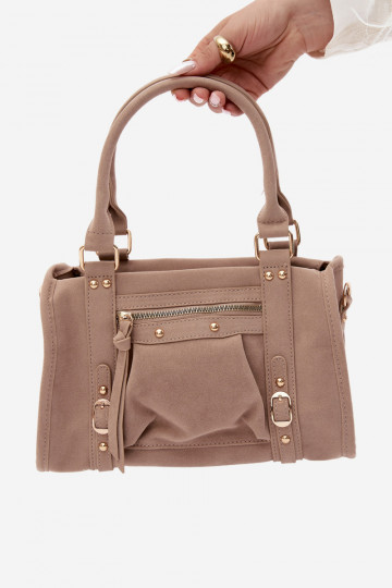 Tasche aus Kunstveloursleder sandfarben Lendra