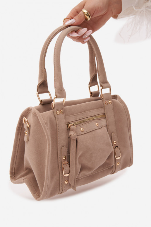 Tasche aus Kunstveloursleder sandfarben Lendra